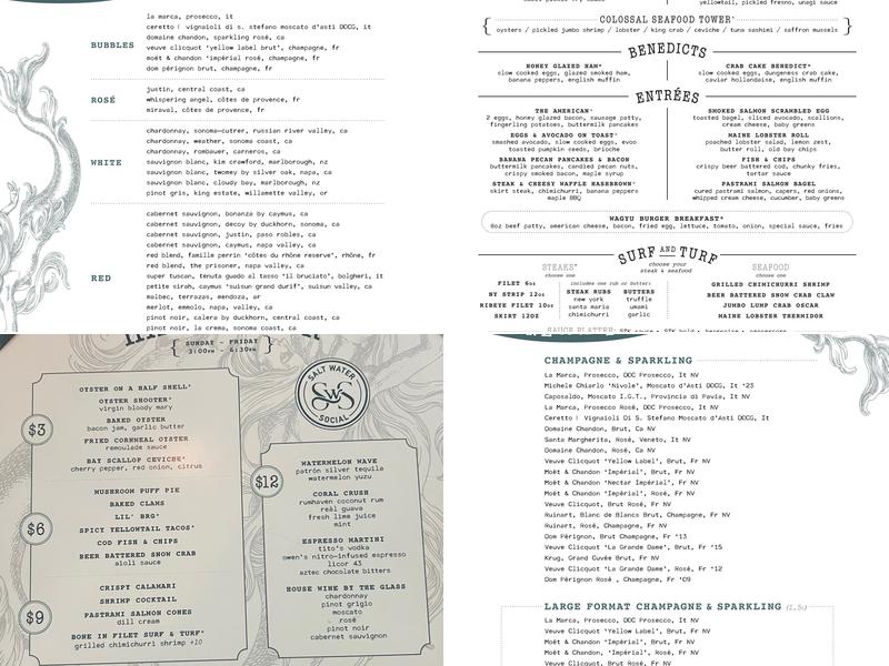 Salt Water Social Menu