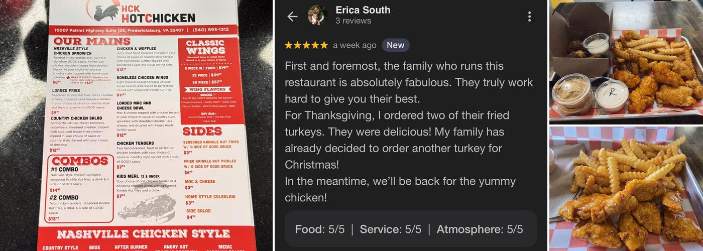 HCK Hot Chicken Menu