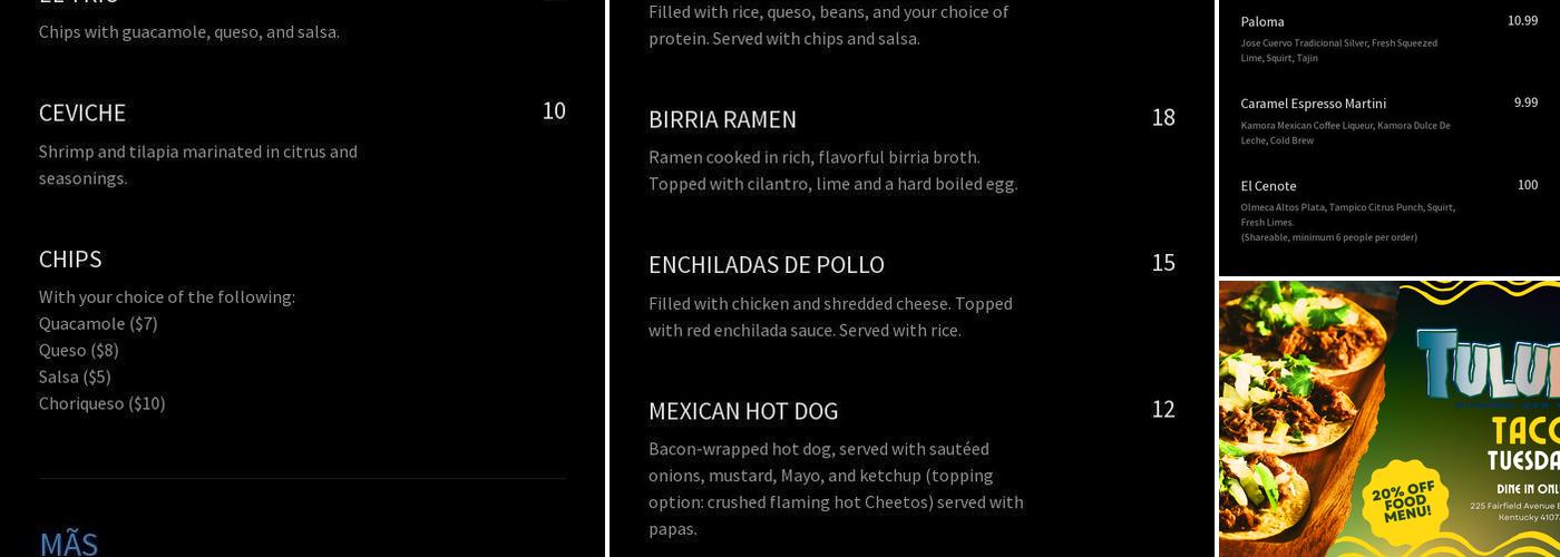 Tulum Menu