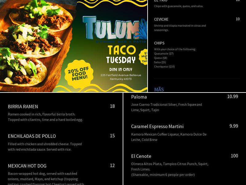 Tulum Menu