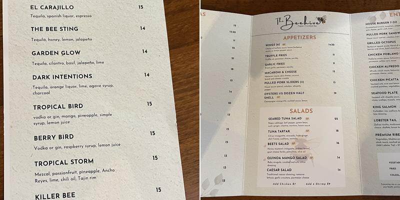 The Beehive Menu