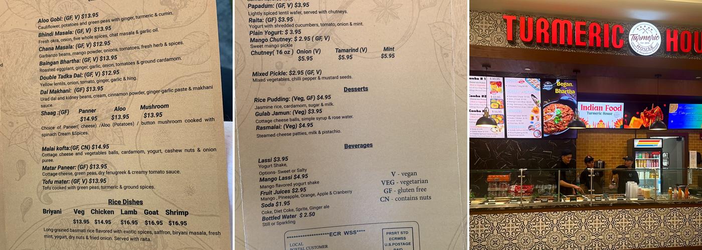 Turmeric House ( Braintree South Shore Plaza ) Menu