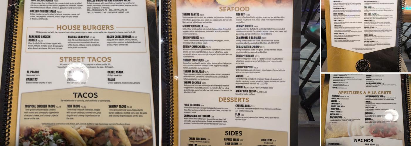 Monarca Mexican Bar & Grill Menu