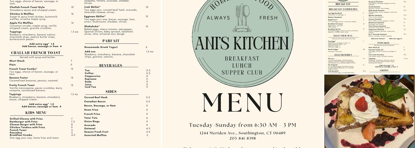 Ani's Kitchen Menu