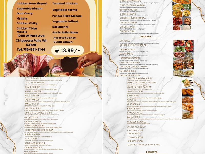 NEW MAHARAJA INDIAN CUISINE AND BAR Menu