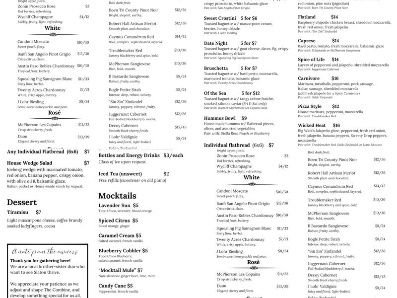 The Combine - Commons on the Square Menu