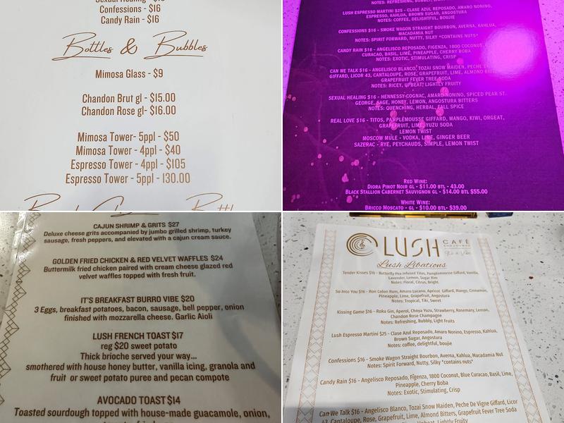 Lush Cafe and Lounge Menu