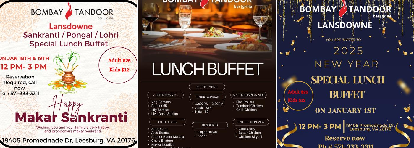 Bombay Tandoor Bar and Grille - Lansdowne Menu