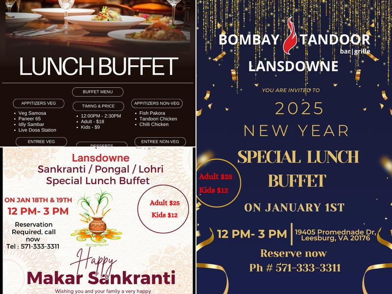 Bombay Tandoor Bar and Grille - Lansdowne Menu
