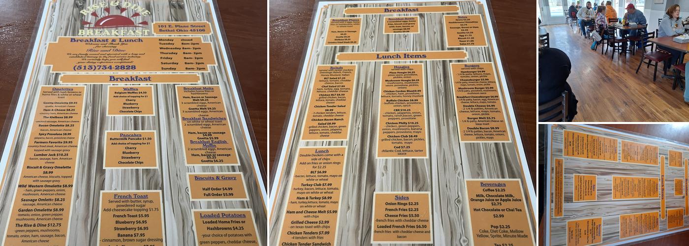 Rise & Dine Breakfast Menu