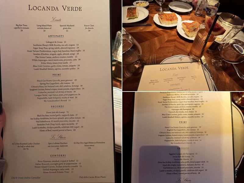 Locanda Verde Hudson Yards Menu