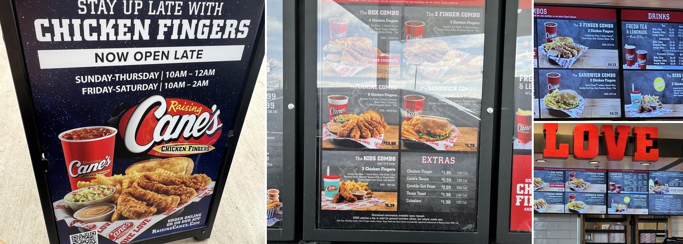 Raising Cane's Chicken Fingers Menu