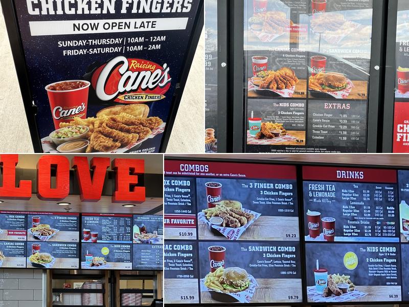 Raising Cane's Chicken Fingers Menu