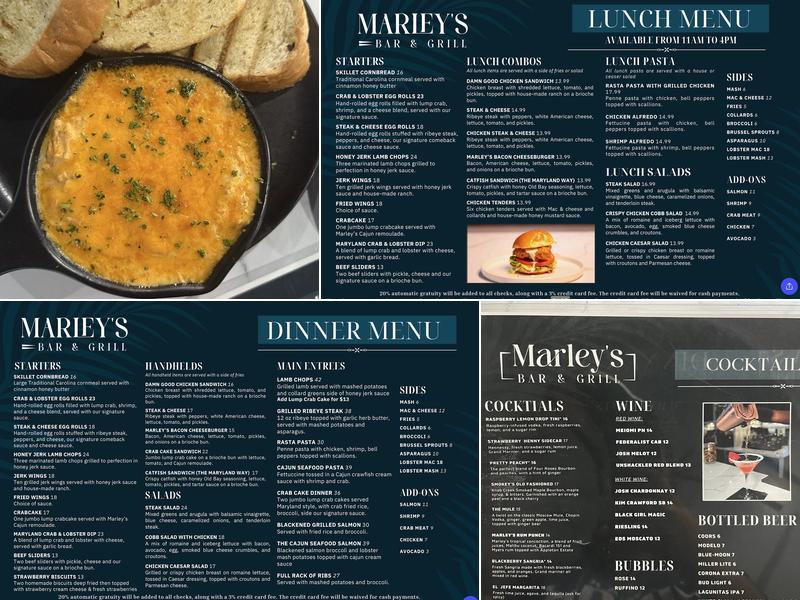 Marley's Bar & Grill Menu