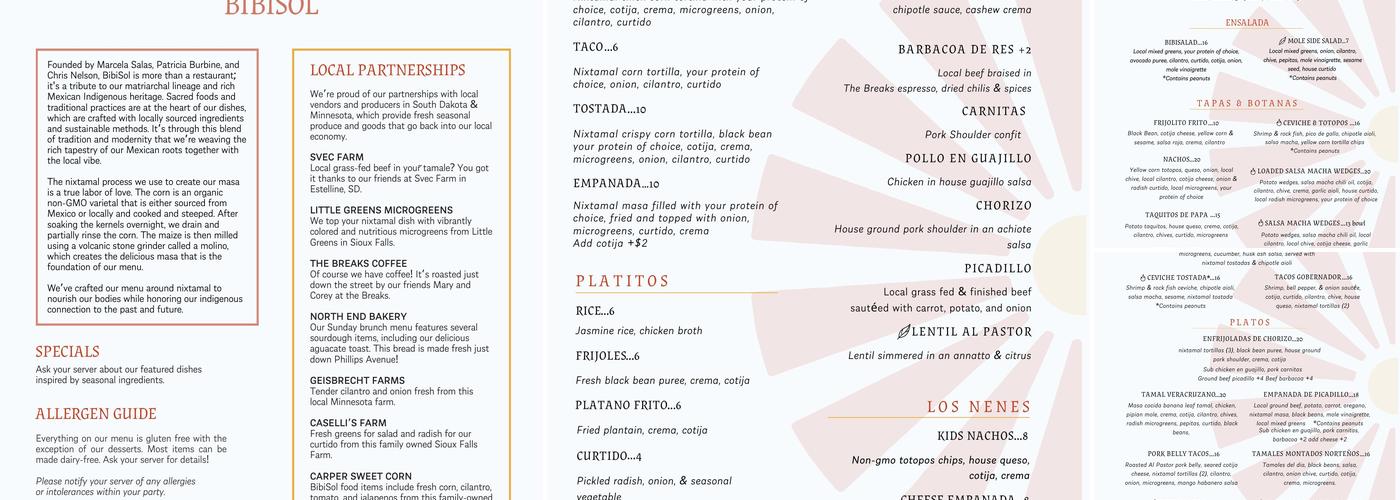 BibiSol Menu