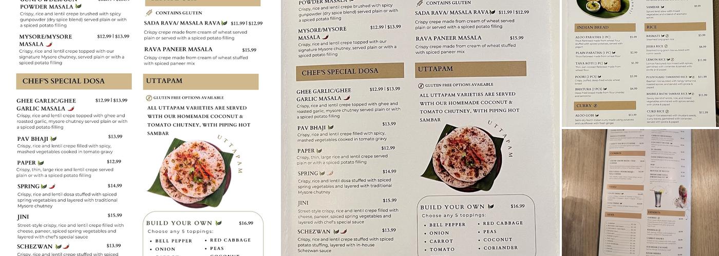 Udupi Adda (South Indian Vegetarian Restaurant) Menu