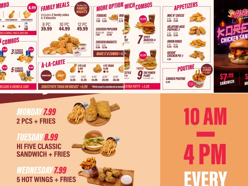 HiFive Chicken Abbotsford Menu