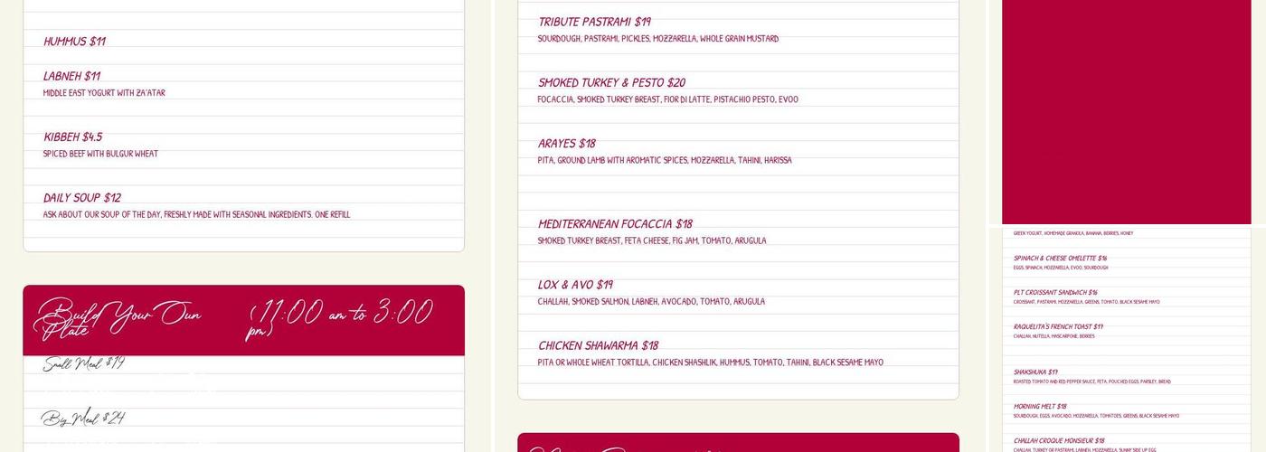 Bobe Kitchen & Bakery Menu