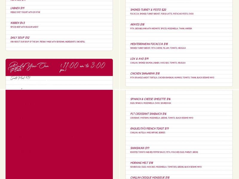 Bobe Kitchen & Bakery Menu