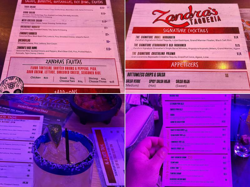 Zandras Taqueria, Culpeper Menu