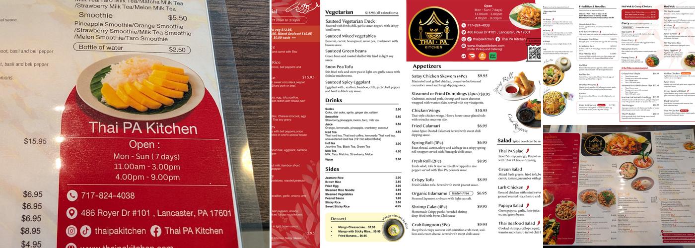 Thai PA Kitchen Menu