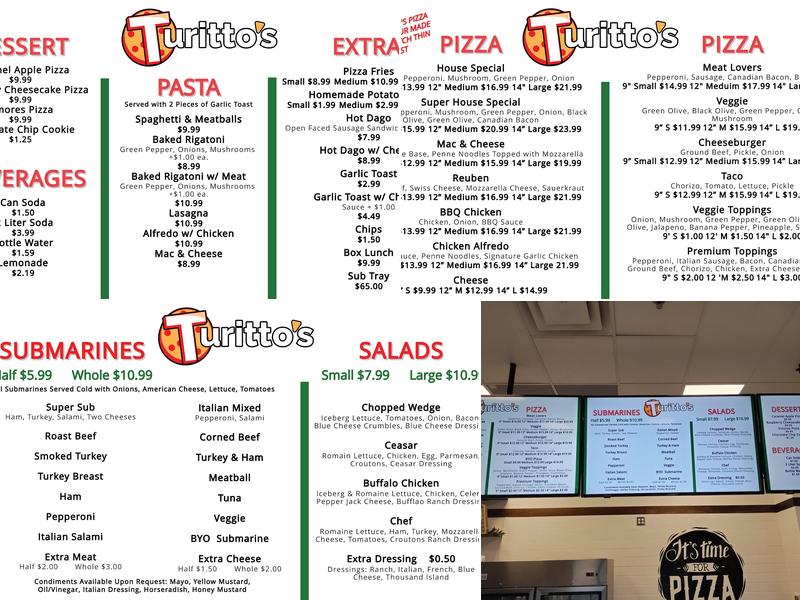 Turitto's Pizza Menu