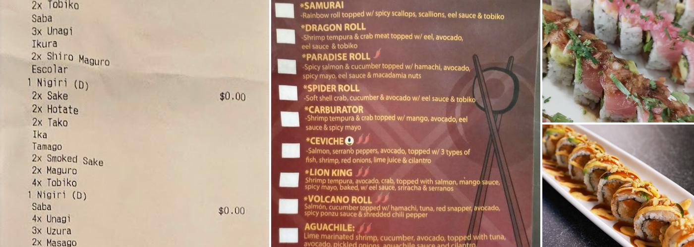 Paradise Sushi & Grill Menu