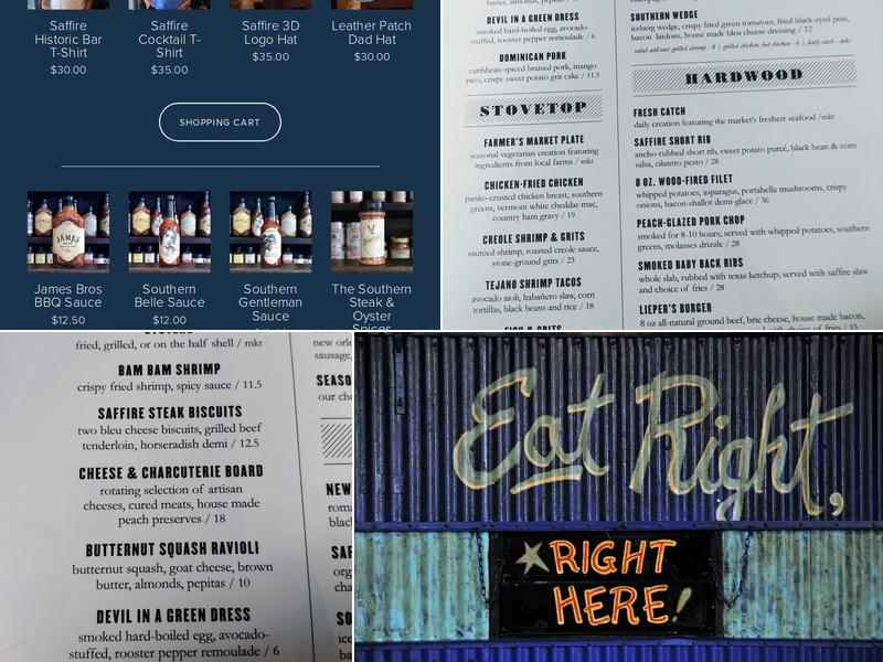 Saffire Restaurant Menu
