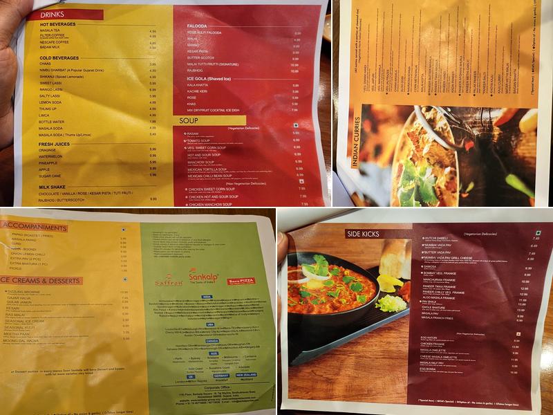 Sankalp The Taste of India Menu