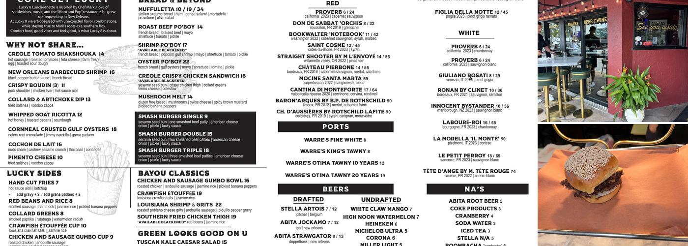 Lucky 8 Menu
