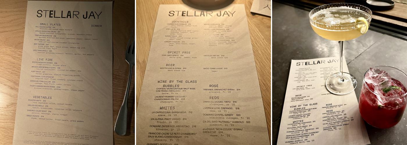 Stellar Jay Menu