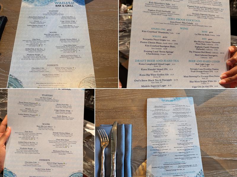Wailulu Bar & Grill Menu