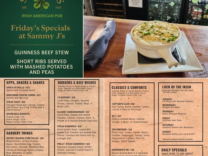 Sammy J’s Menu