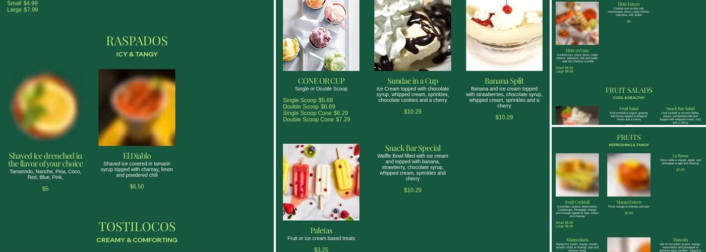 Snack Bar Menu