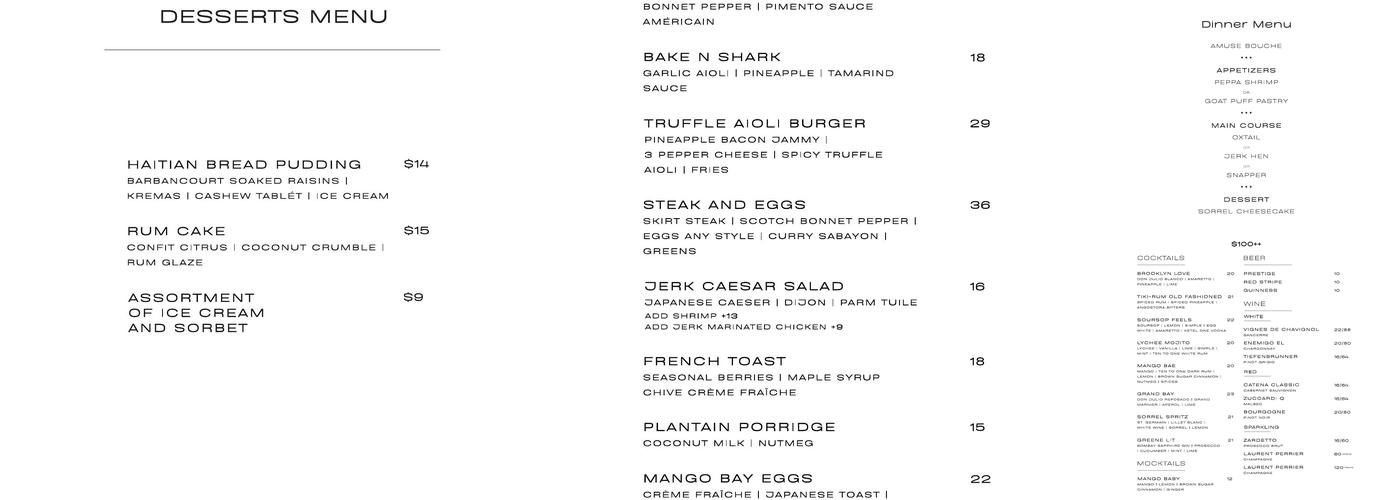 Mango Bay Menu