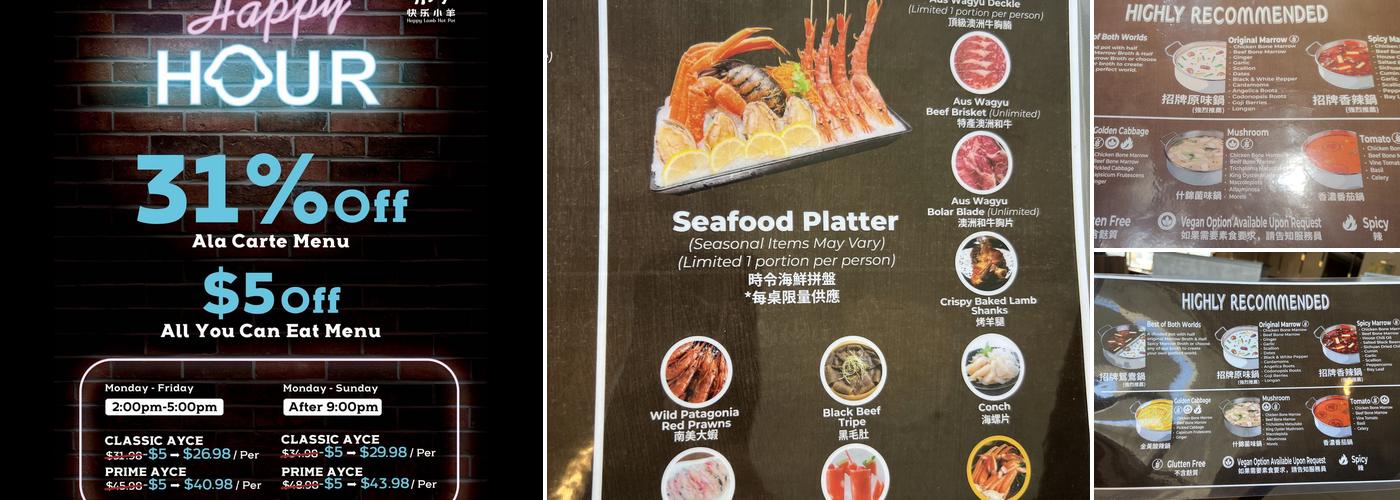 Happy Lamb Hot Pot, Maryland Crossing Menu