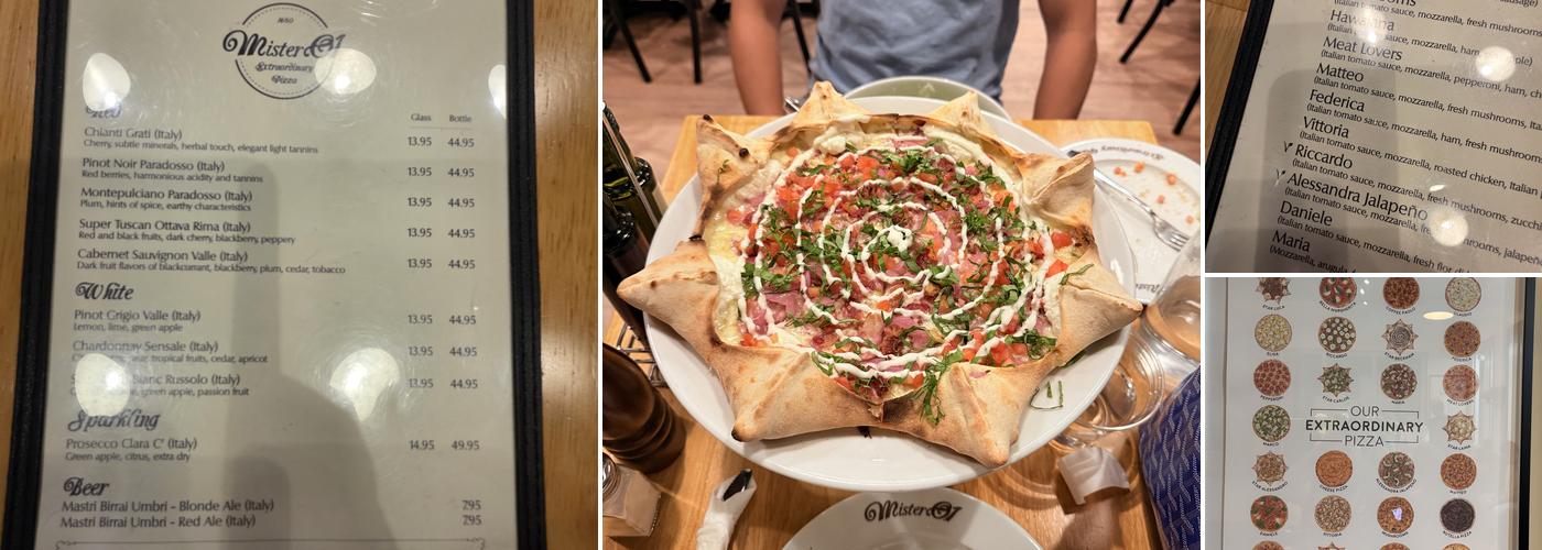 Mister O1 Extraordinary Pizza Menu
