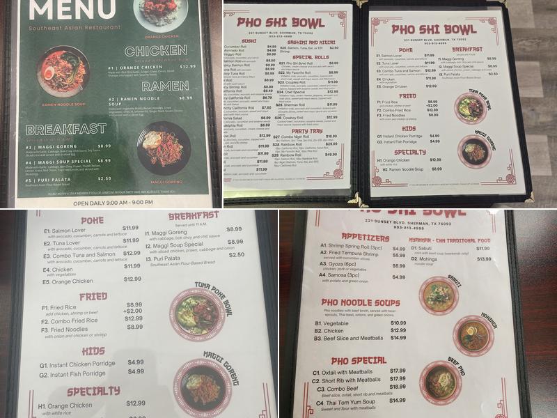 Pho Shi Bowl Menu
