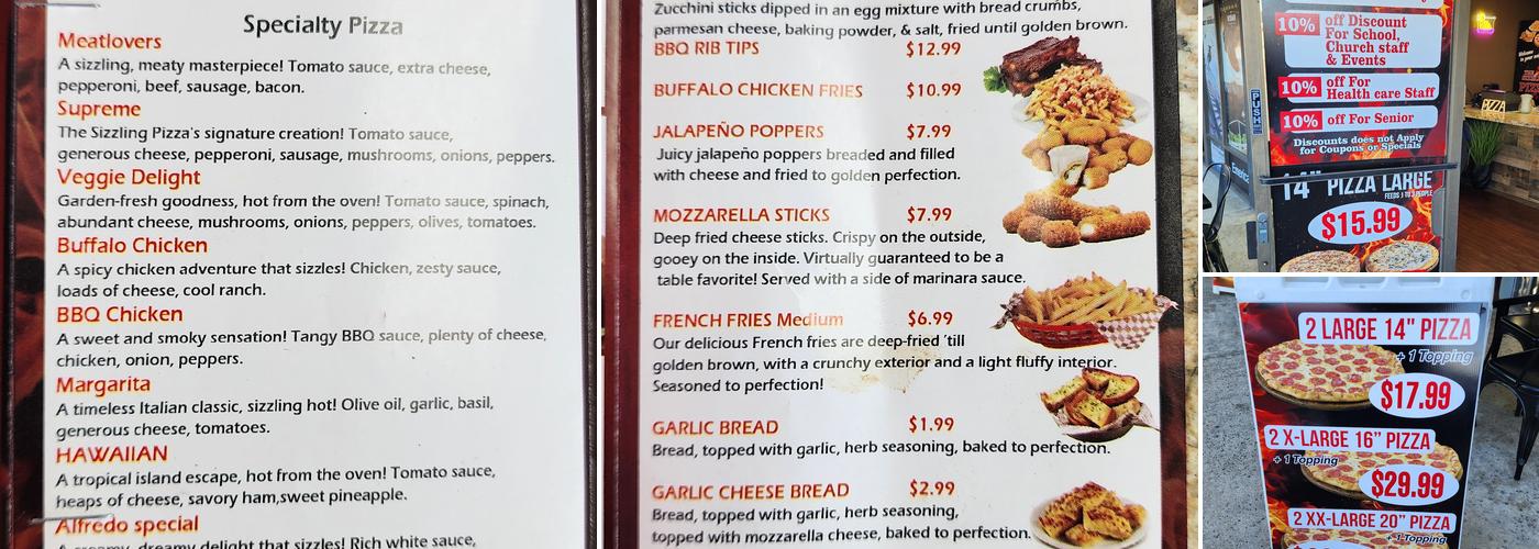 The Sizzling Pizza ( Santee ) Menu