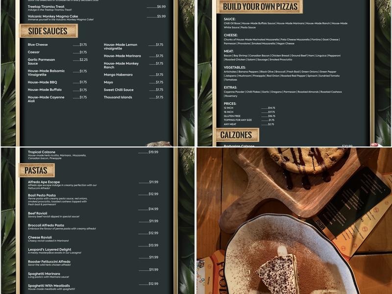 Smoking Monkey Pizza Menu