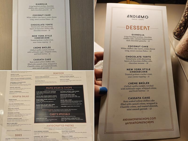 Andiamo Pasta + Chops Menu