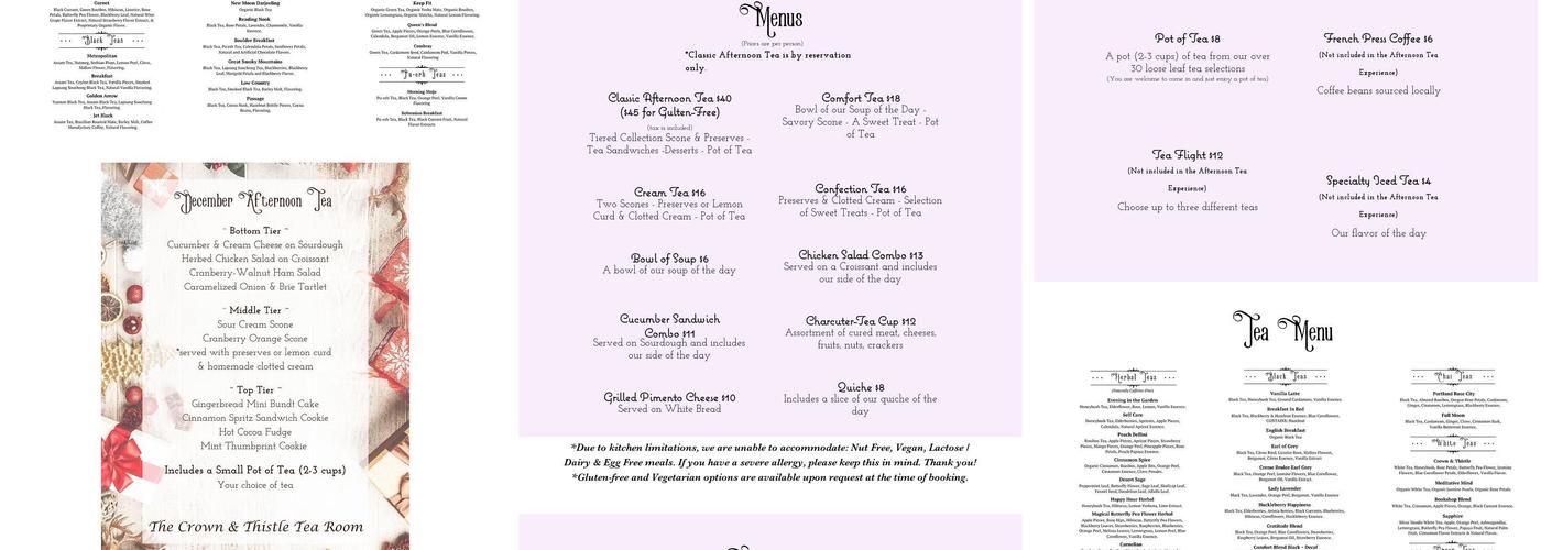 Crown & Thistle Tea Room Menu