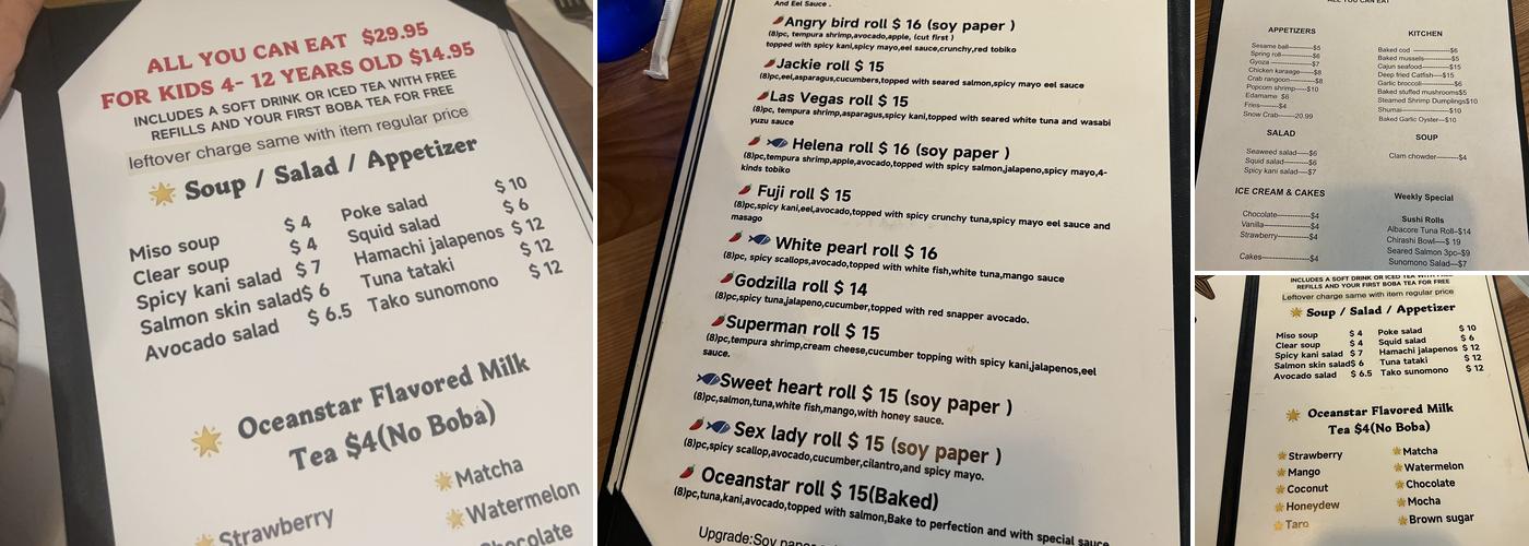 Ocean Star Seafood Co Menu
