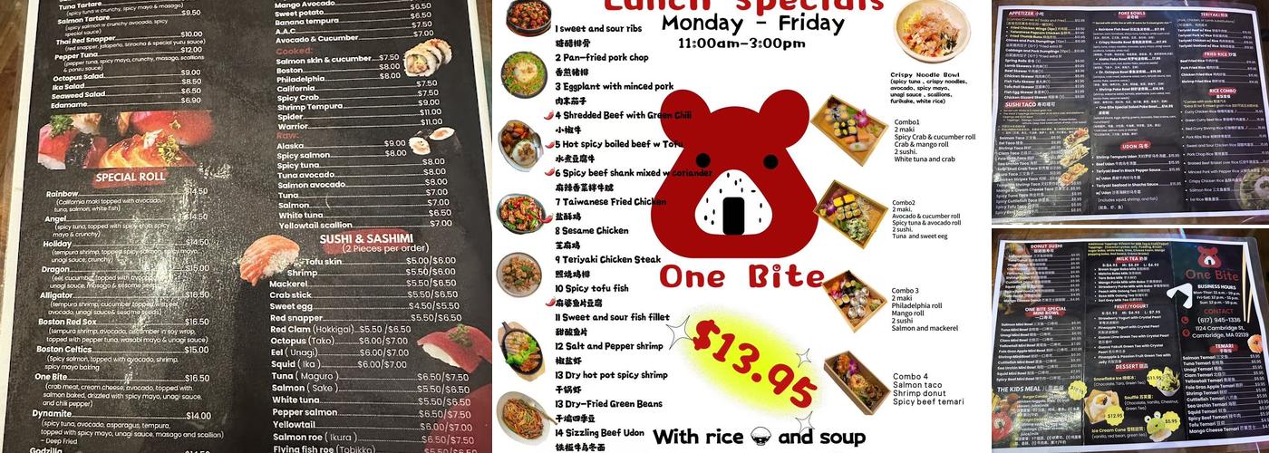One Bite And Bar Menu
