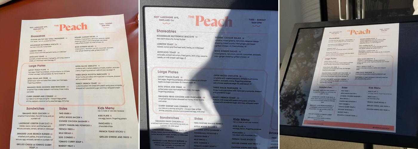 The Peach Menu