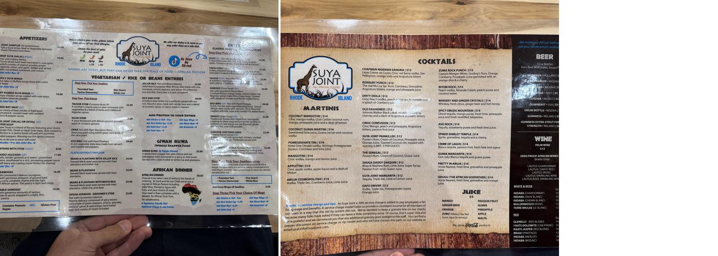 Suya Joint Providence Menu