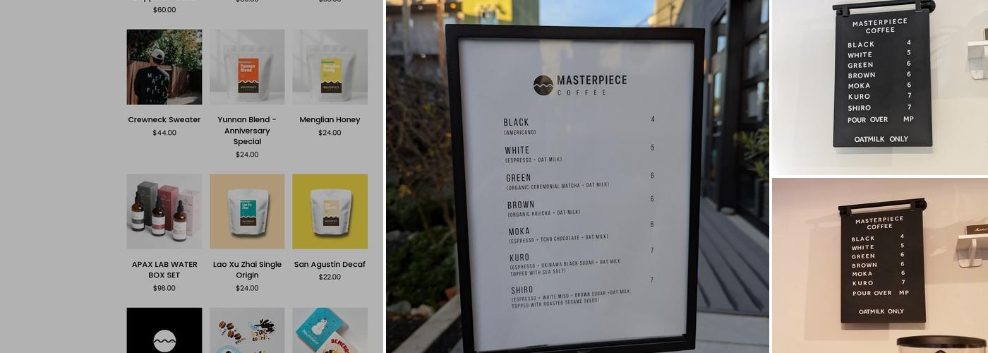 Masterpiece Coffee Menu