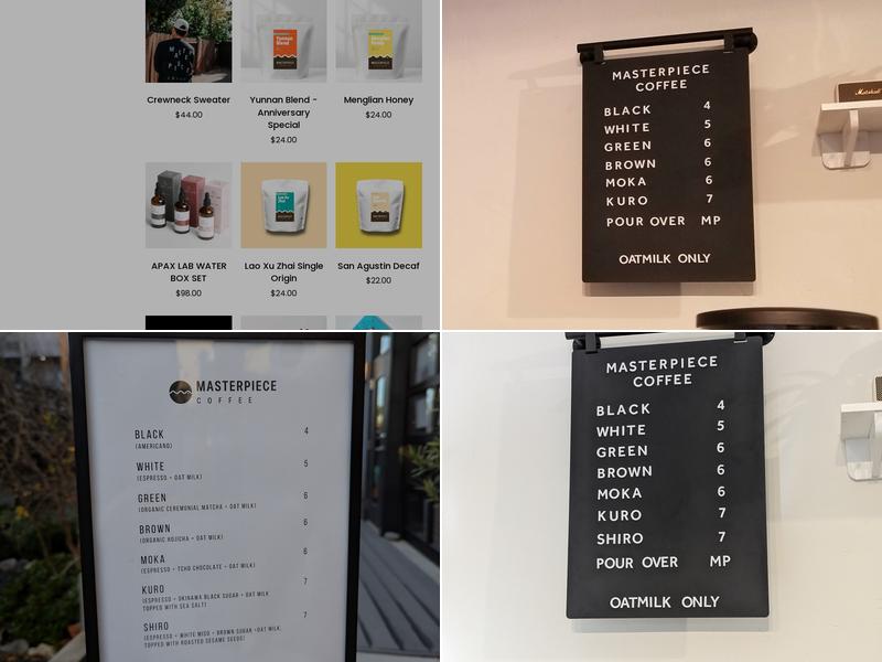 Masterpiece Coffee Menu