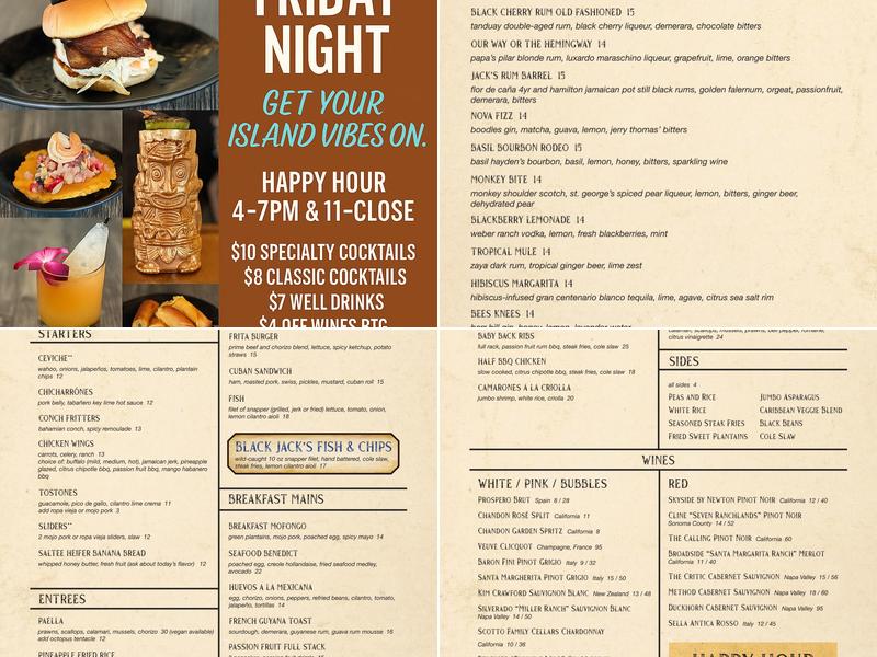 Black Jack's Rum Bar & Grille Menu