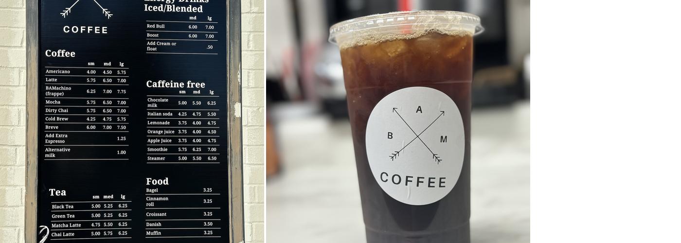 Bam Coffee 3 Menu